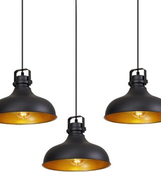 Black Farmhouse Pendant Lights Matte Pendant Lighting for Kitchen Island Industrial Adjustable Height Vintage Dome Hanging Light Fixtures for Barn, Dining Room 3 Packs