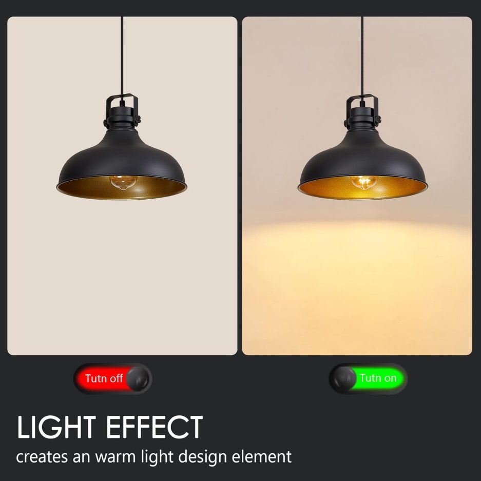 Black Farmhouse Pendant Lights Matte Pendant Lighting for Kitchen Island Industrial Adjustable Height Vintage Dome Hanging Light Fixtures for Barn, Dining Room 3 Packs - Image 4
