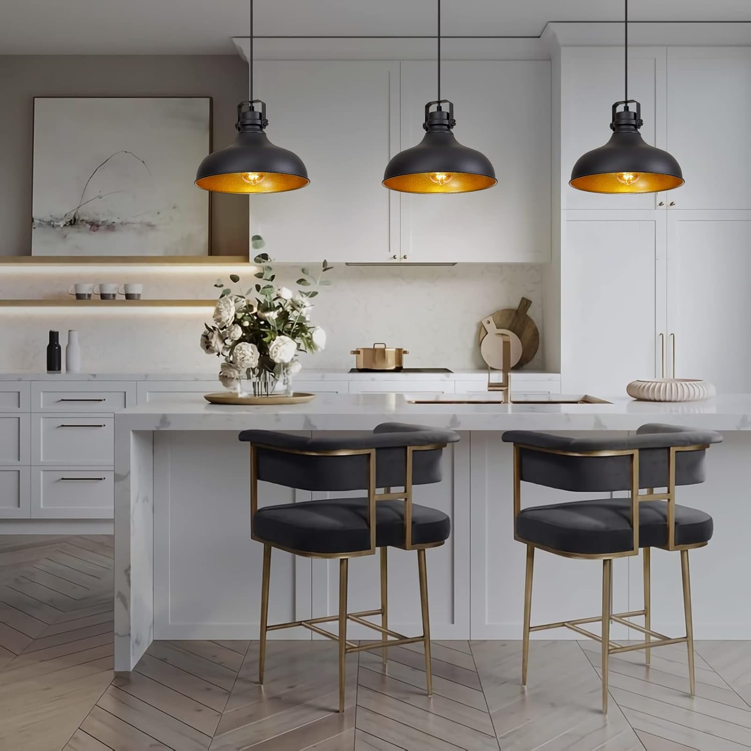 Black Farmhouse Pendant Lights Matte Pendant Lighting for Kitchen Island Industrial Adjustable Height Vintage Dome Hanging Light Fixtures for Barn, Dining Room 3 Packs - Image 5