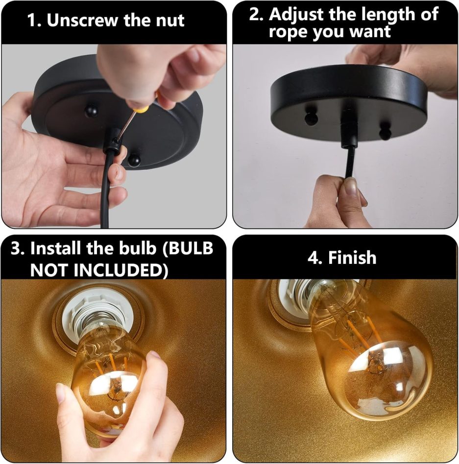 Black Farmhouse Pendant Lights Matte Pendant Lighting for Kitchen Island Industrial Adjustable Height Vintage Dome Hanging Light Fixtures for Barn, Dining Room 3 Packs - Image 8