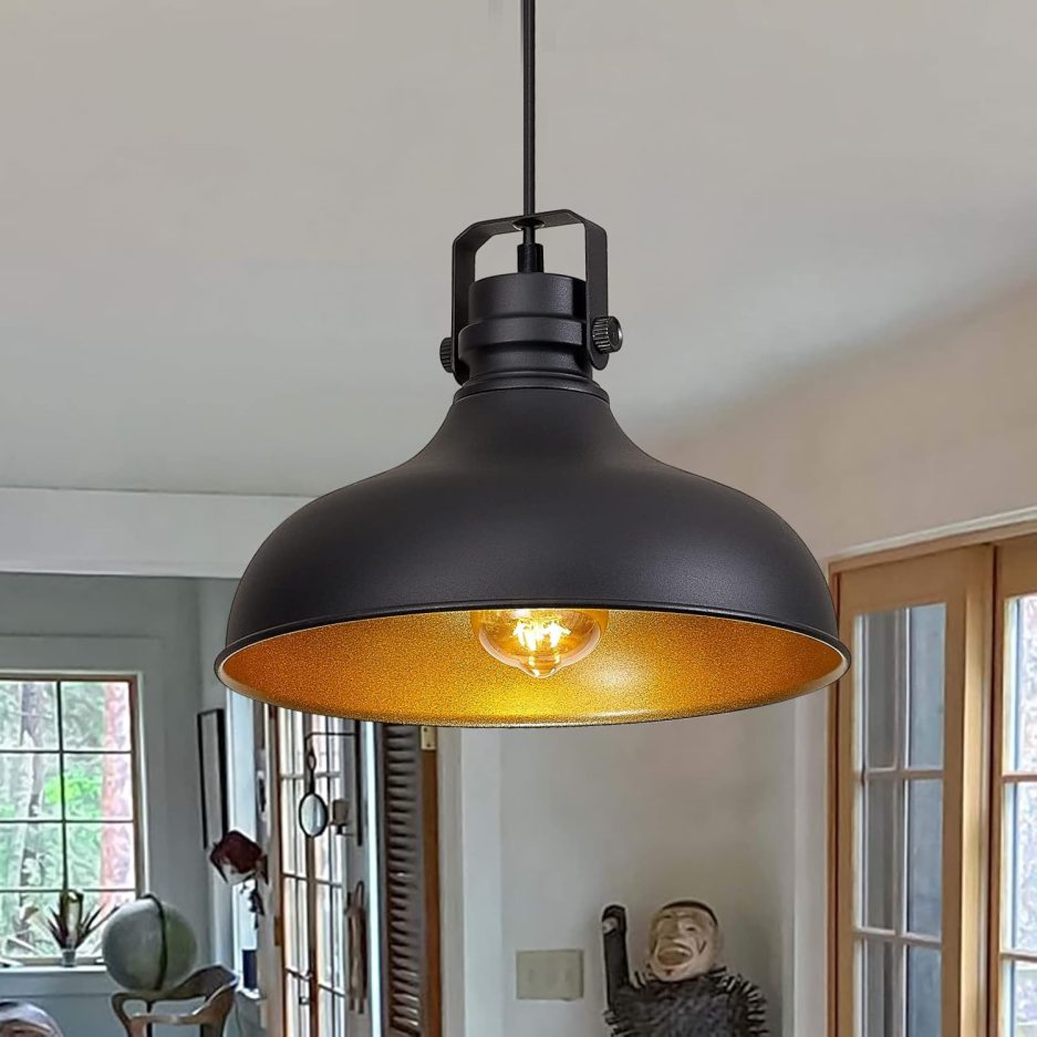 Black Farmhouse Pendant Lights Matte Pendant Lighting for Kitchen Island Industrial Adjustable Height Vintage Dome Hanging Light Fixtures for Barn, Dining Room 3 Packs - Image 9