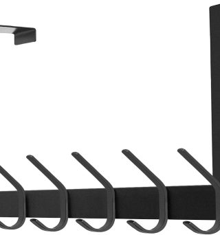 DOKU Over The Door Hook, Heavy Duty Over Door Hanger Holder for Coat Robe Hat Clothe Towels Hanging, Bathroom Organizer Towel Rack 12 Hooks, Matte Black