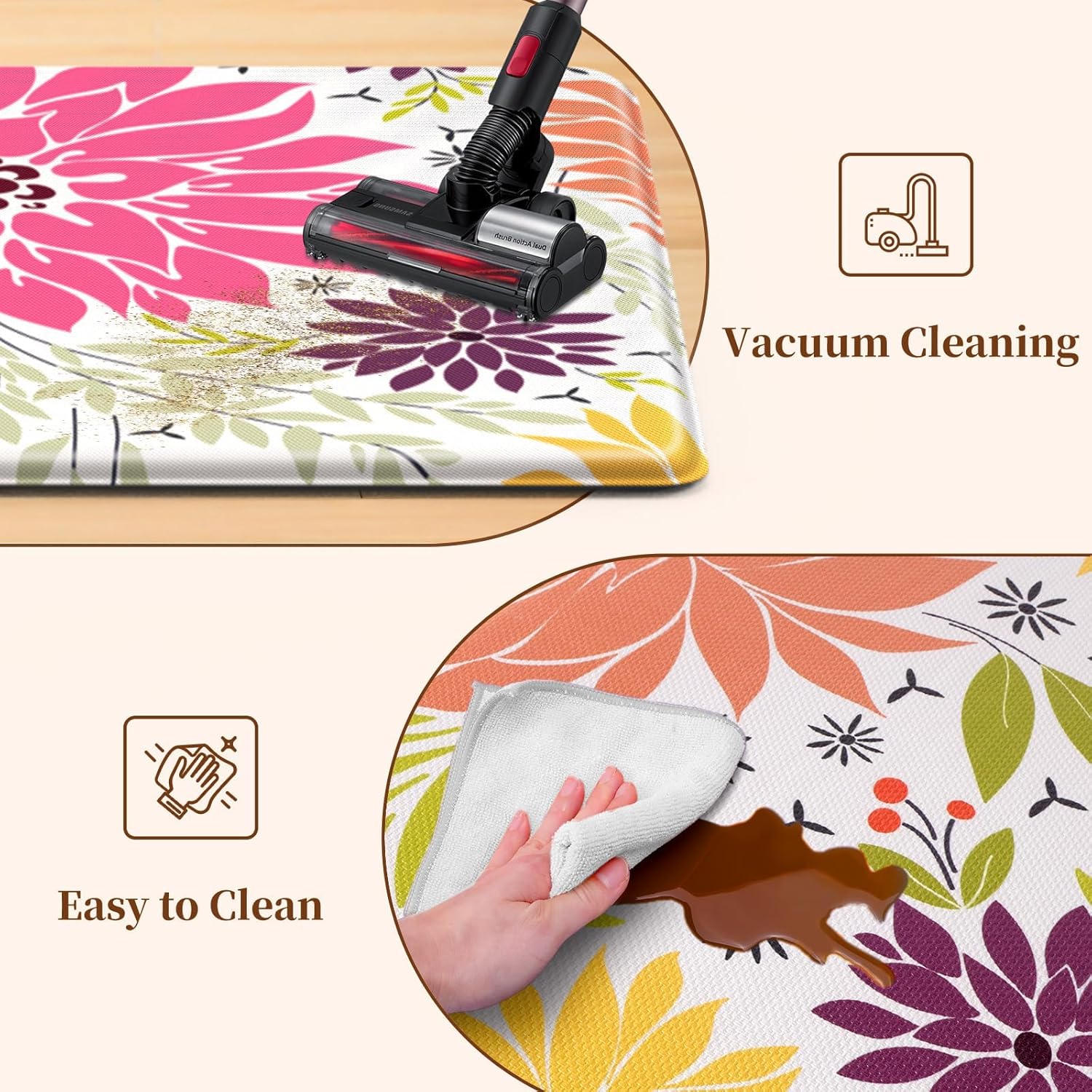 KMAT Kitchen Mat, Heavy Duty Ergonomic Comfort Foam Standing Desk Mat, Cushioned Anti Fatigue Kitchen Rugs for Floor, Waterproof Non-Slip Mats and Rugs Set for Office, Laundry,17.3"x30"+17.3x47 - Image 3