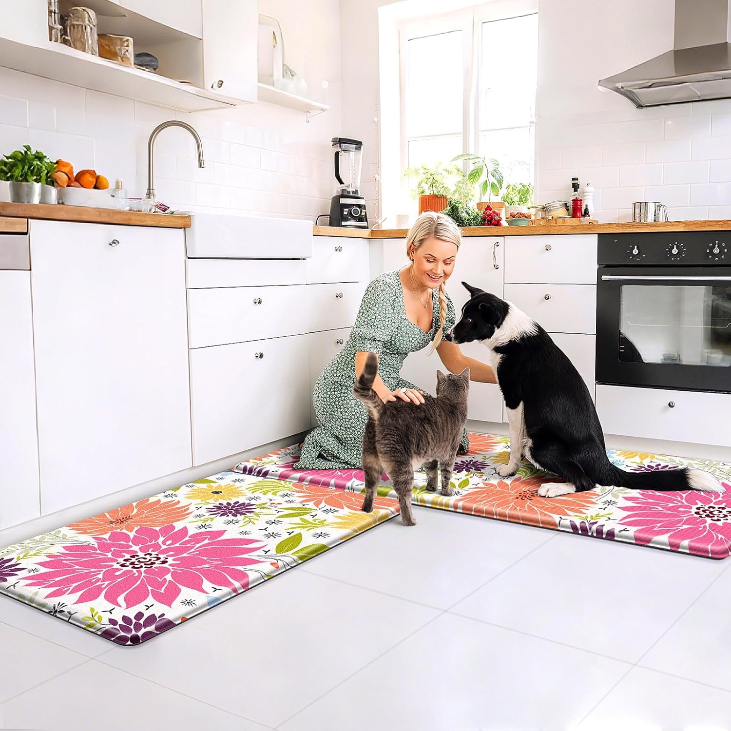 KMAT Kitchen Mat, Heavy Duty Ergonomic Comfort Foam Standing Desk Mat, Cushioned Anti Fatigue Kitchen Rugs for Floor, Waterproof Non-Slip Mats and Rugs Set for Office, Laundry,17.3"x30"+17.3x47 - Image 6