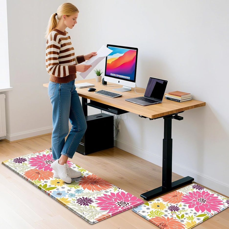 KMAT Kitchen Mat, Heavy Duty Ergonomic Comfort Foam Standing Desk Mat, Cushioned Anti Fatigue Kitchen Rugs for Floor, Waterproof Non-Slip Mats and Rugs Set for Office, Laundry，17.3"x30"+17.3x47 - Image 7