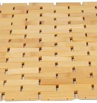 Mind Reader Bath Mat, Shower Mat, Bathtub Mat, Bathroom Accessory, Wood, Rayon from Bamboo, 23.5"L x 16.5"W x 0.4"H, Brown