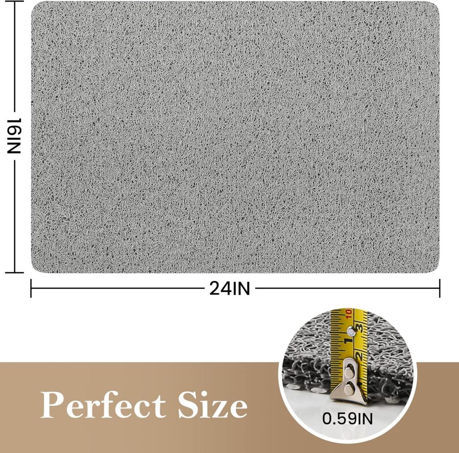 PVC Loofah (Phthalate Free) Shower/Bathtub Mat Non-Slip, 24x16 inch, Soft Tub Mat with Drain, for Tub and Bathroom,Quick Drying,Grey - Image 2