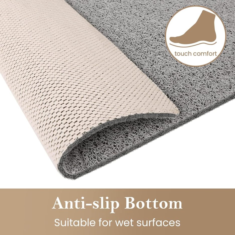 PVC Loofah (Phthalate Free) Shower/Bathtub Mat Non-Slip, 24x16 inch, Soft Tub Mat with Drain, for Tub and Bathroom,Quick Drying,Grey - Image 4