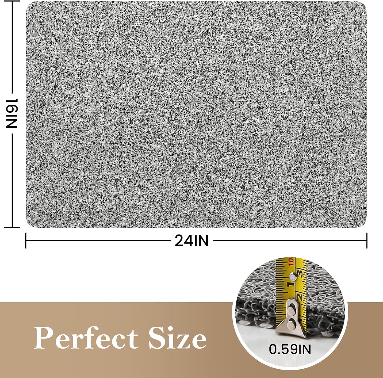 PVC Loofah (Phthalate Free) Shower/Bathtub Mat Non-Slip, 24x16 inch, Soft Tub Mat with Drain, for Tub and Bathroom,Quick Drying,Grey - Image 5
