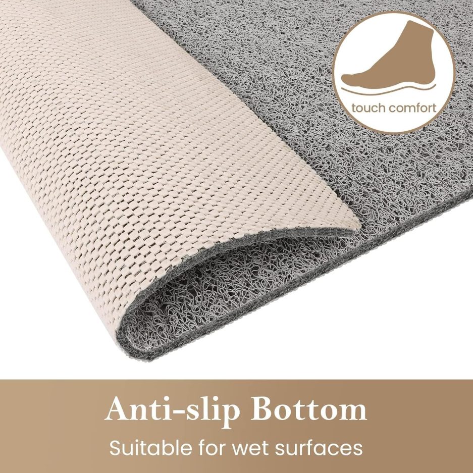 PVC Loofah (Phthalate Free) Shower/Bathtub Mat Non-Slip, 24x16 inch, Soft Tub Mat with Drain, for Tub and Bathroom,Quick Drying,Grey - Image 7