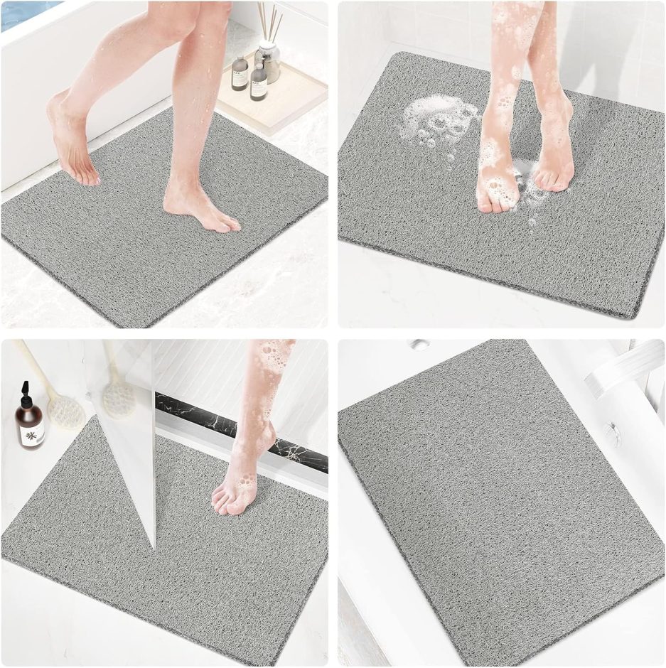 PVC Loofah (Phthalate Free) Shower/Bathtub Mat Non-Slip, 24x16 inch, Soft Tub Mat with Drain, for Tub and Bathroom,Quick Drying,Grey - Image 8
