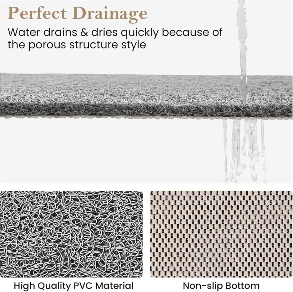 PVC Loofah (Phthalate Free) Shower/Bathtub Mat Non-Slip, 24x16 inch, Soft Tub Mat with Drain, for Tub and Bathroom,Quick Drying,Grey - Image 10