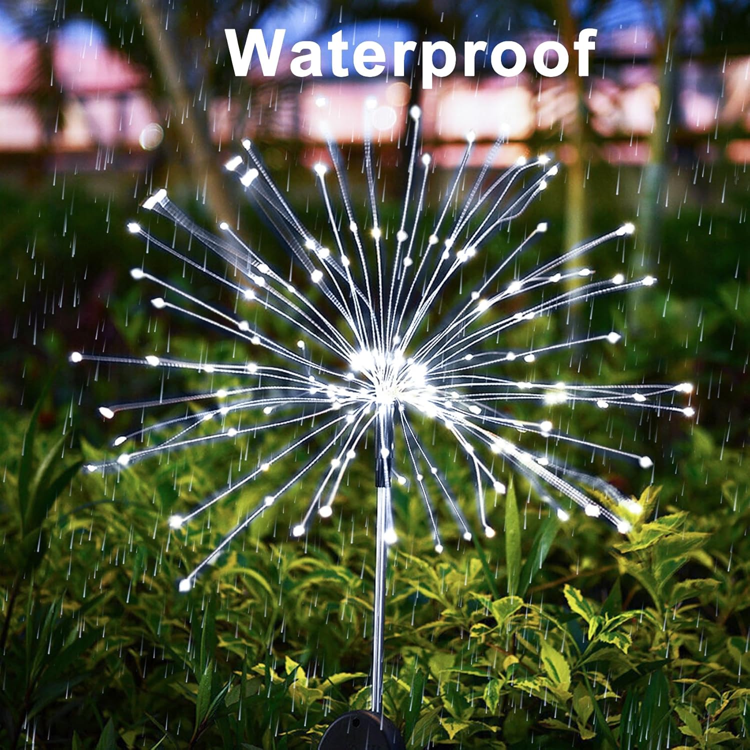 Solar Firework Lights, 2 Pack 120 LEDs 2 Lighting Modes Solar Garden Lights Outdoor Waterproof for Yard Patio Walkway Pathway Party Wedding Christmas Decorative- Cool White - Image 3