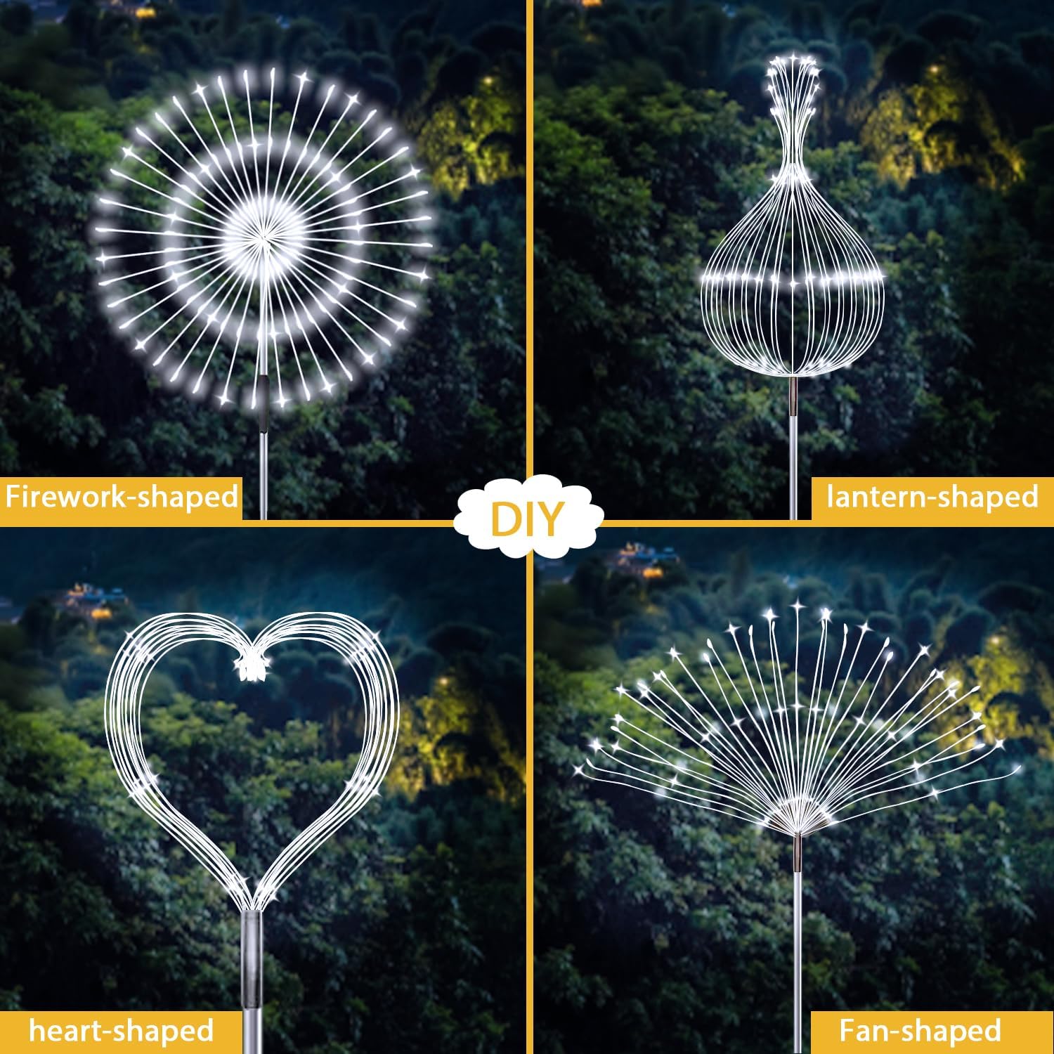 Solar Firework Lights, 2 Pack 120 LEDs 2 Lighting Modes Solar Garden Lights Outdoor Waterproof for Yard Patio Walkway Pathway Party Wedding Christmas Decorative- Cool White - Image 6