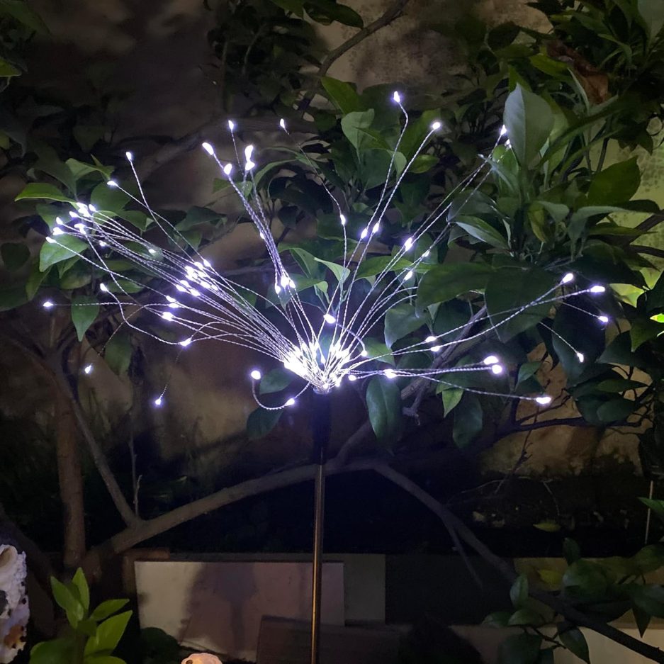 Solar Firework Lights, 2 Pack 120 LEDs 2 Lighting Modes Solar Garden Lights Outdoor Waterproof for Yard Patio Walkway Pathway Party Wedding Christmas Decorative- Cool White - Image 8