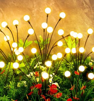 Solar Lights Outdoor Waterproof, 4 Packs 32LED, Solar Garden Lights, Patio Lights, Garden Decor, Patio Decor, Firefly Lights Solar Outdoor, Unique Gifts for Women, Gifts for Grandma